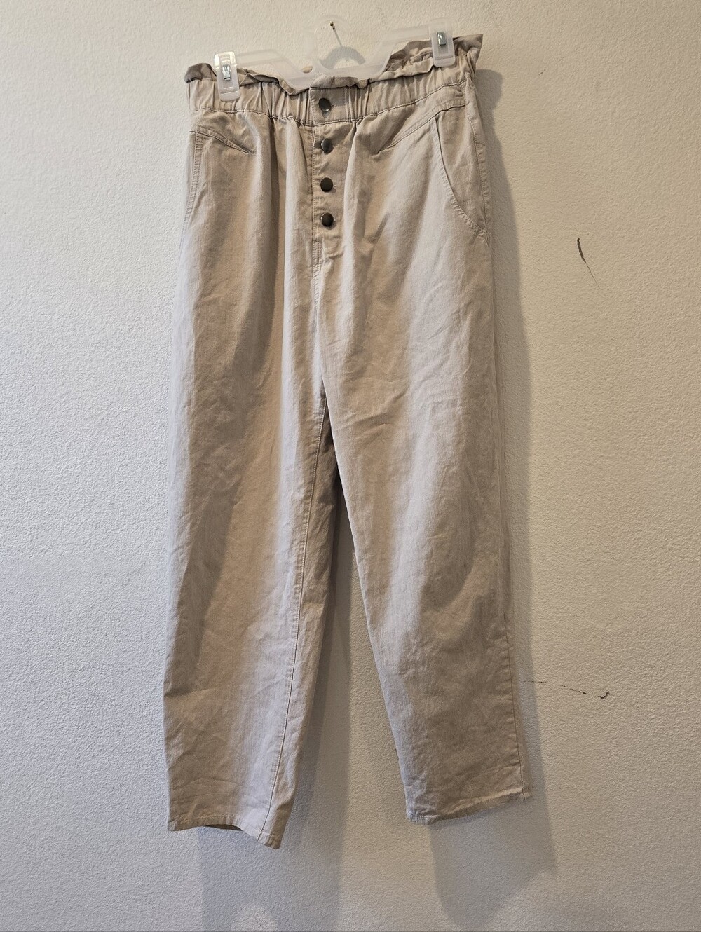 Lumiere High-Rise Paperbag Waist Beige Pants sz L